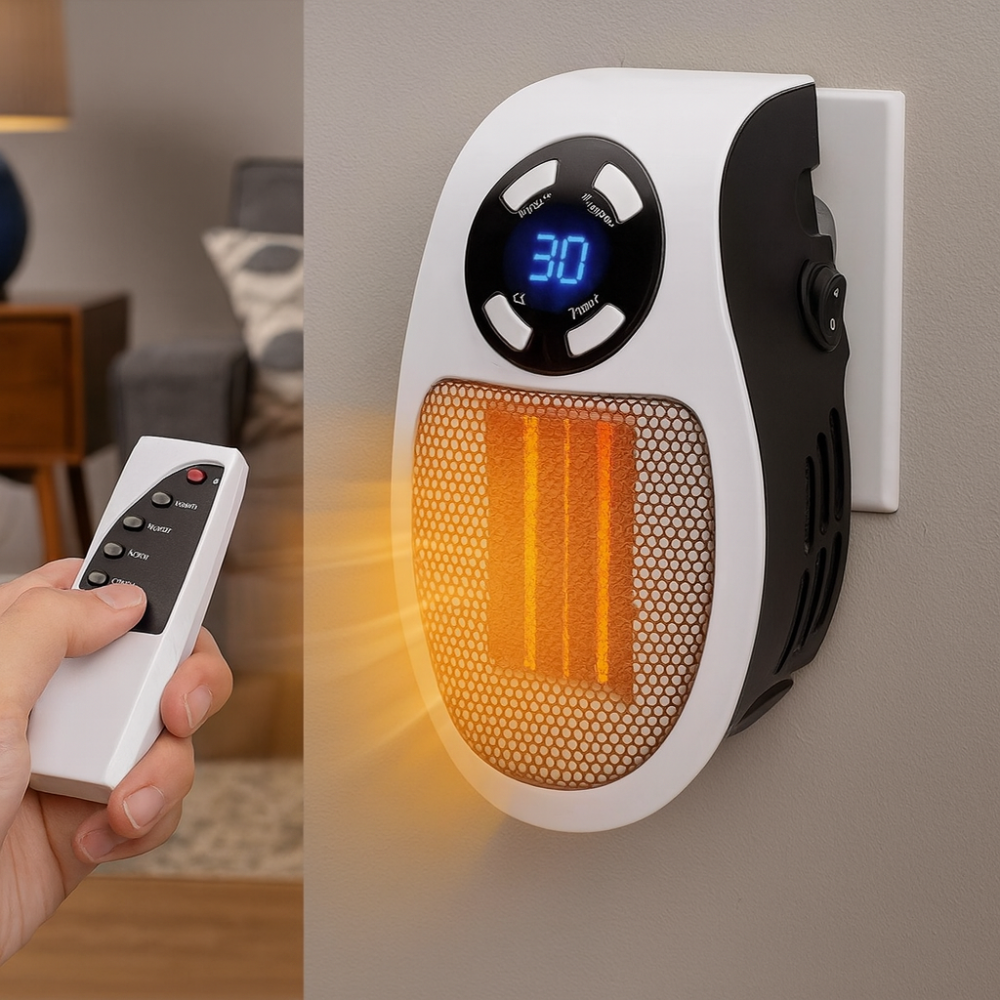 Chauffage électrique de pièce, mini radiateur mural enfichable, télécommande