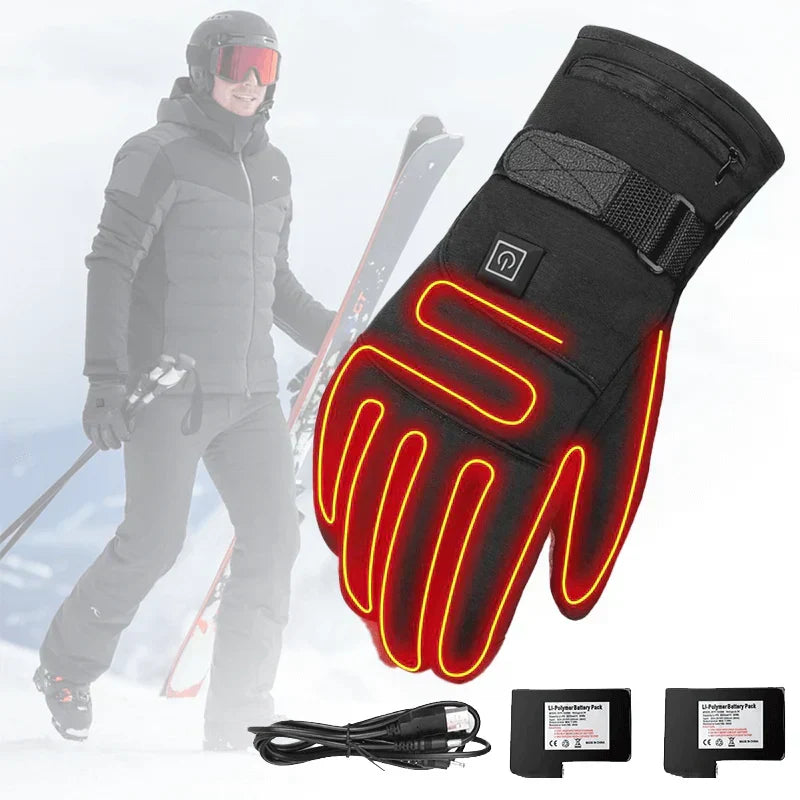 Gants chauffants unisexes imperméables à 3 niveaux de chaleur, écran tactile et doublure polaire