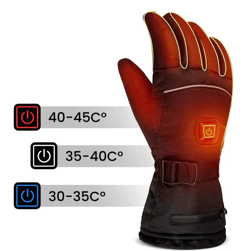 Gants chauffants unisexes imperméables à 3 niveaux de chaleur, écran tactile et doublure polaire
