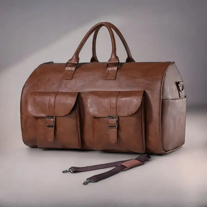 Sac de voyage en cuir 2 en 1 | Résistant avec compartiment chaussures