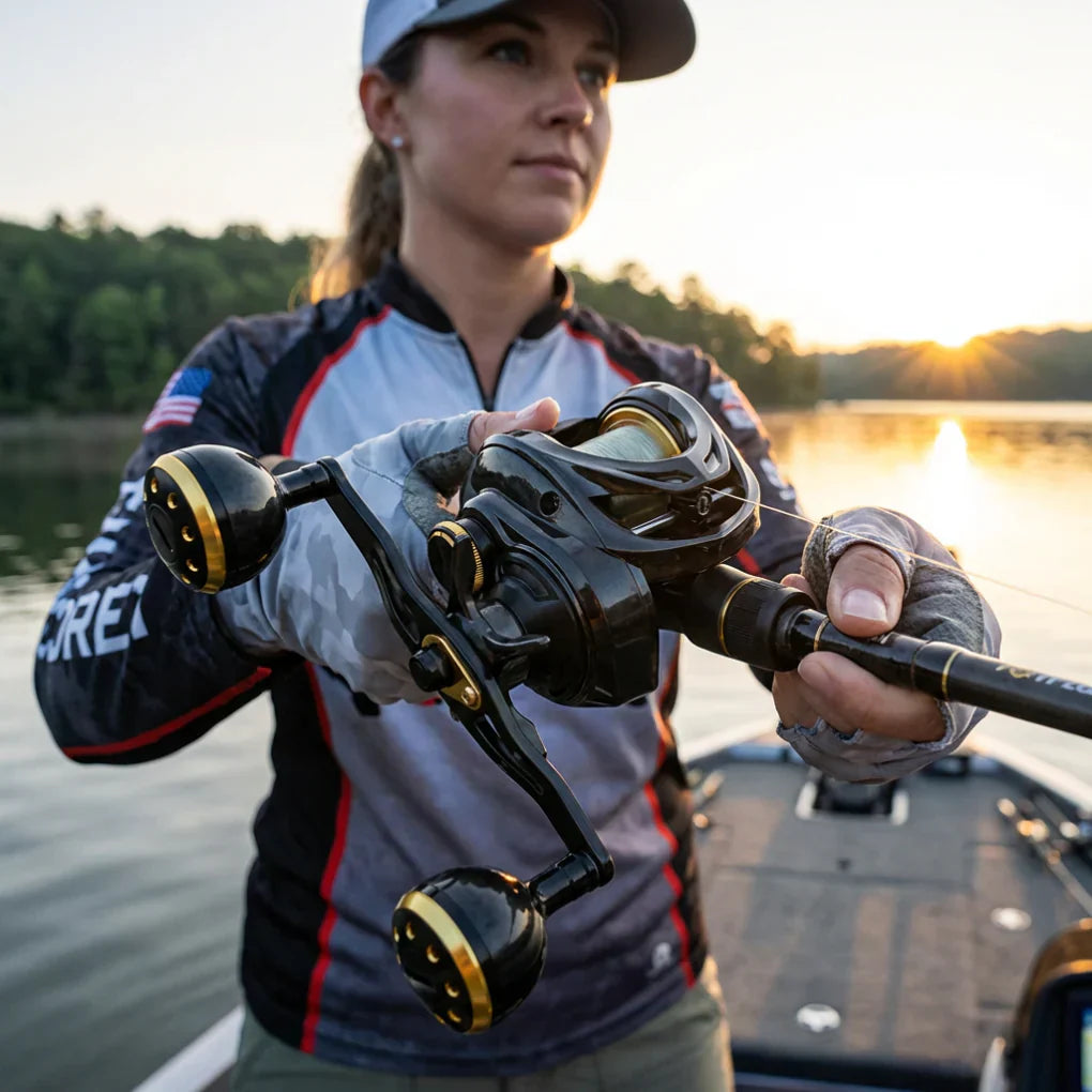 Moulinet baitcasting profil bas | Précision pour pêche sportive
