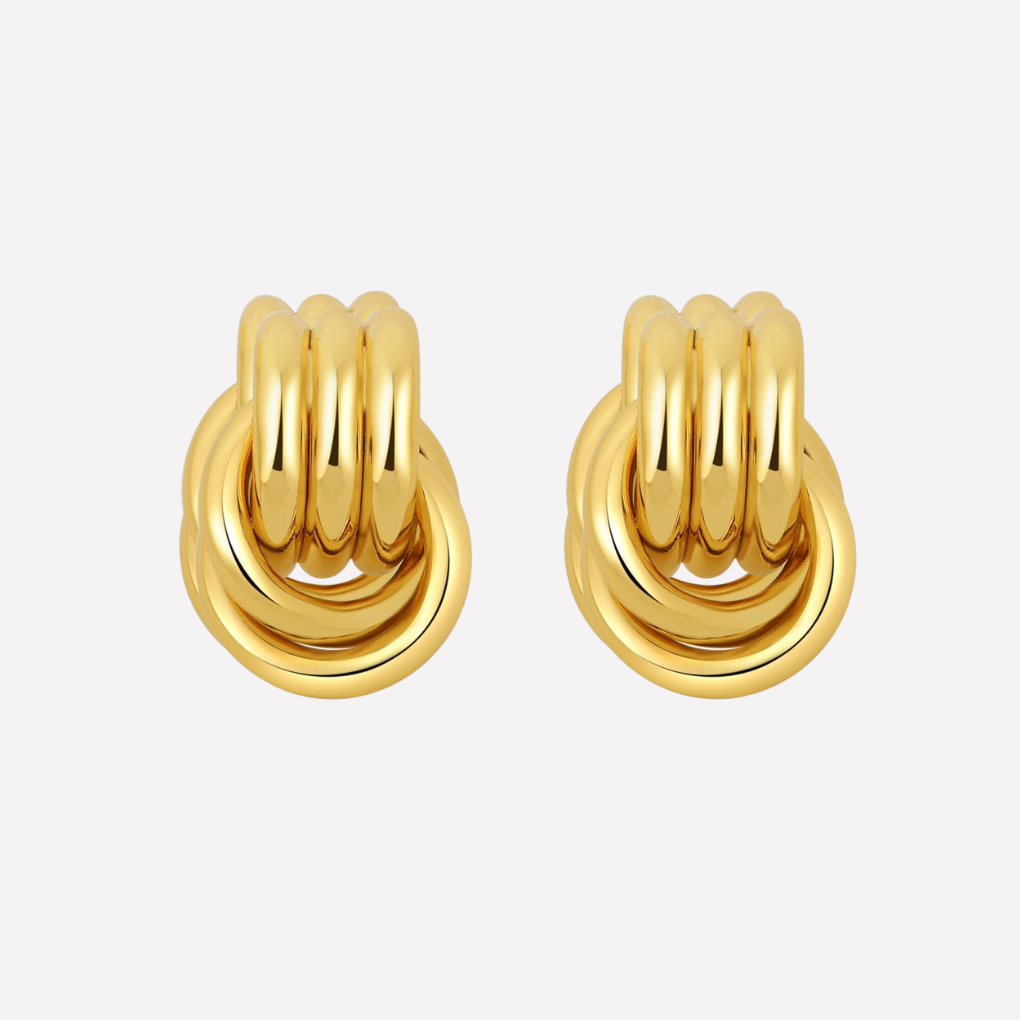 Boucles d'oreilles pendantes en nœud doré