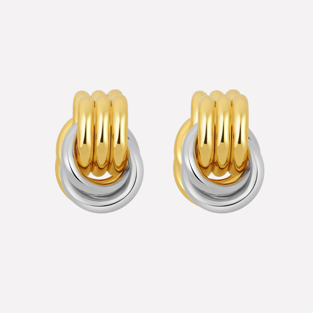 Boucles d'oreilles pendantes en nœud doré