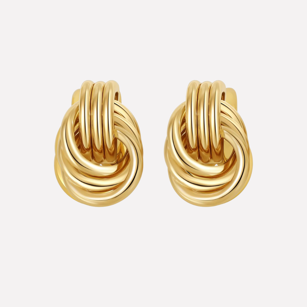 Boucles d'oreilles pendantes en nœud doré