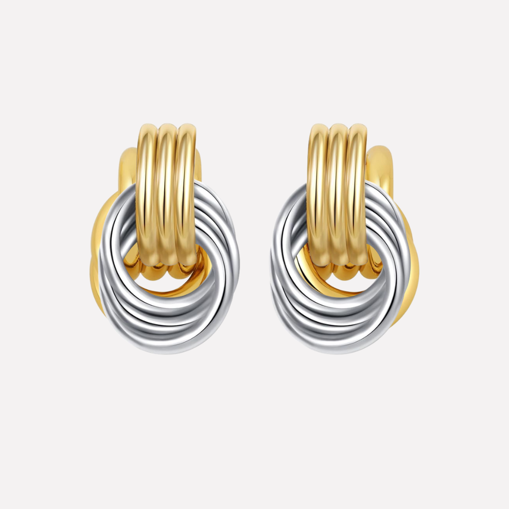 Boucles d'oreilles pendantes en nœud doré