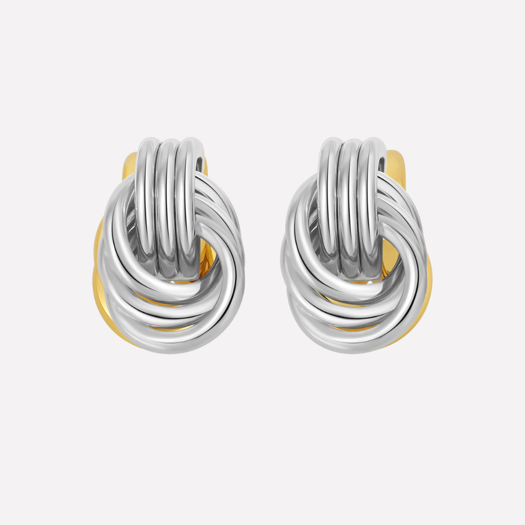 Boucles d'oreilles pendantes en nœud doré