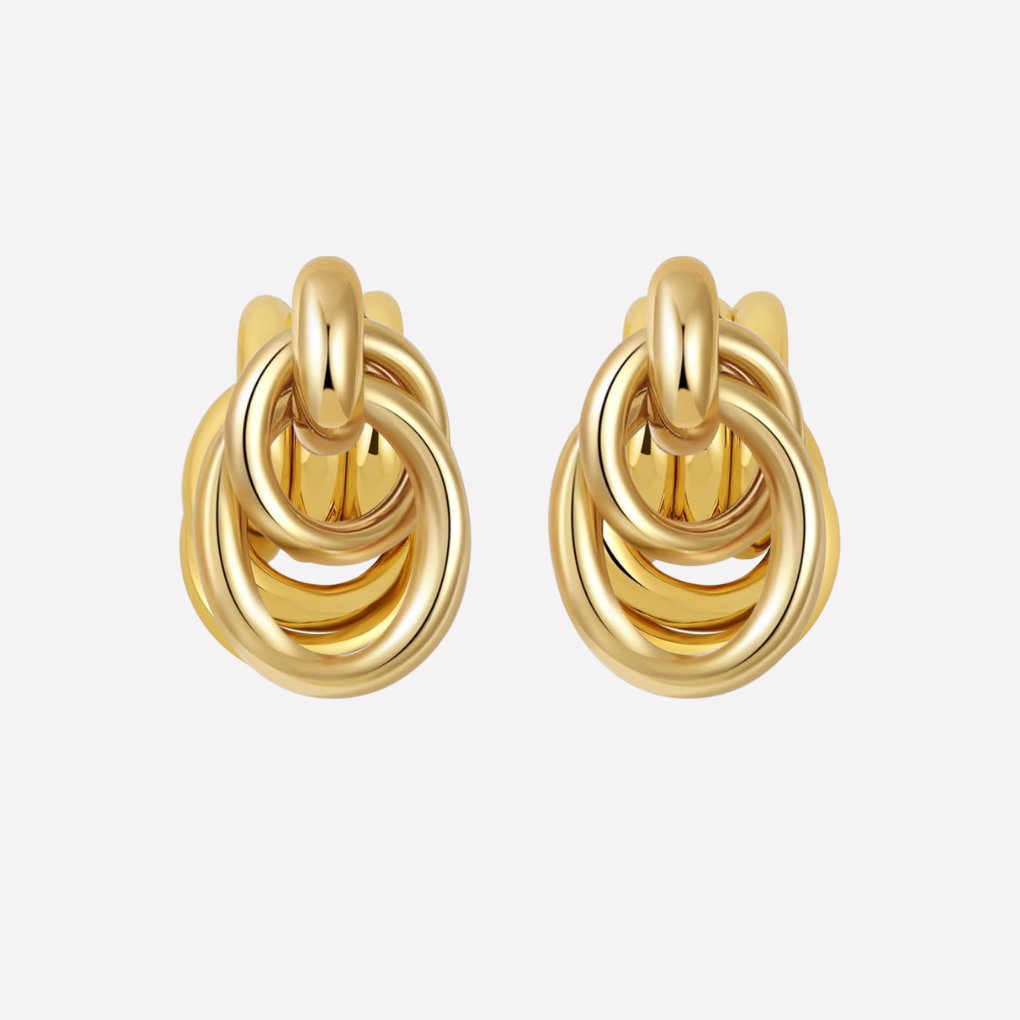 Boucles d'oreilles pendantes en nœud doré