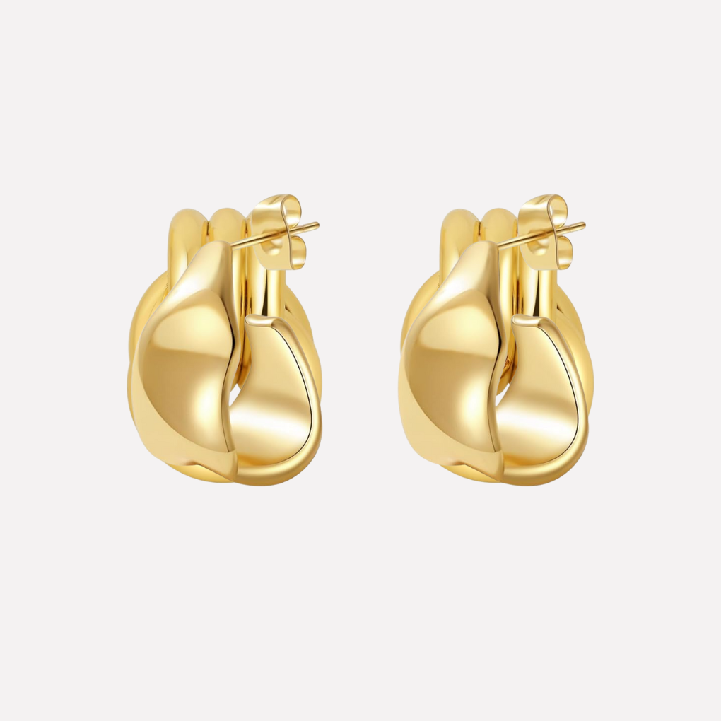 Boucles d'oreilles pendantes en nœud doré
