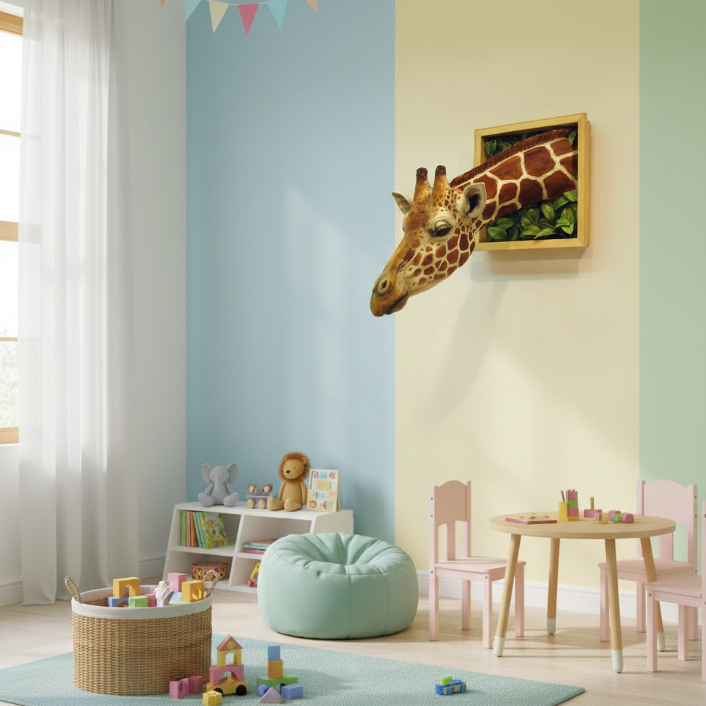 Tête de girafe - Décoration murale - Sculpture 3D - Décoration grandeur nature