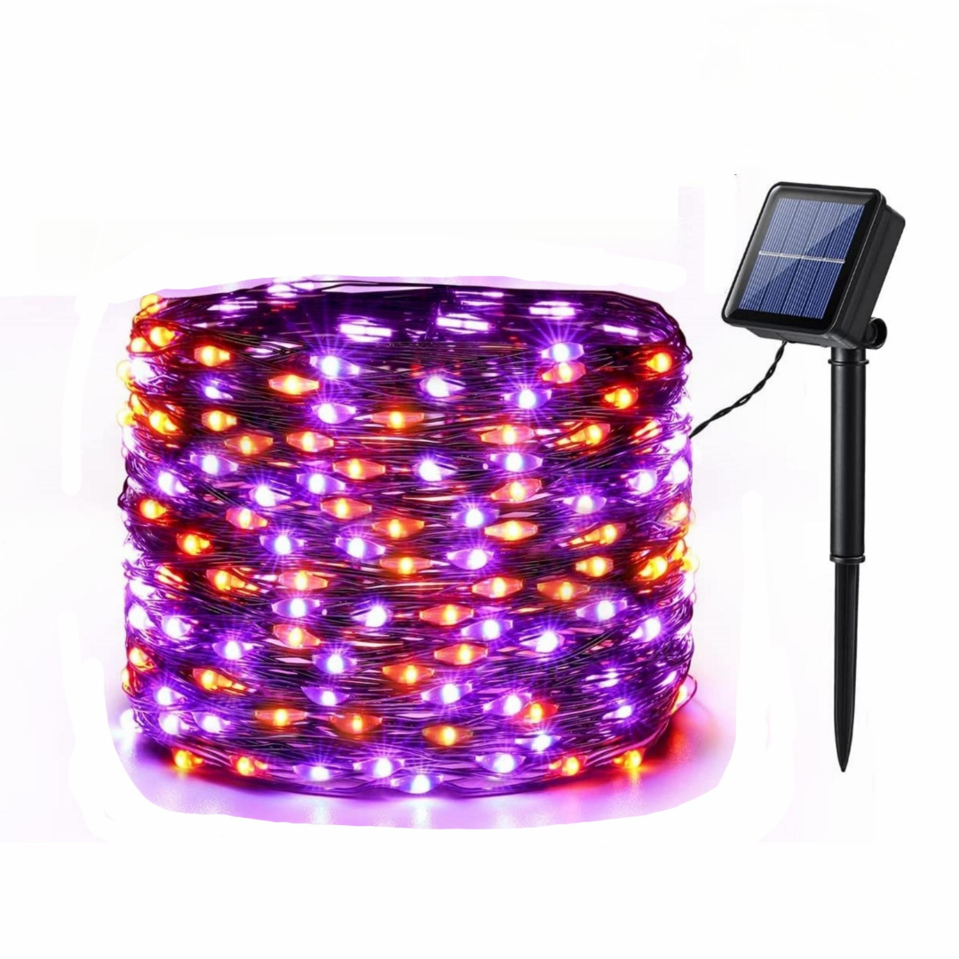 Guirlandes lumineuses solaires | LED blanc chaud avec deux panneaux solaires