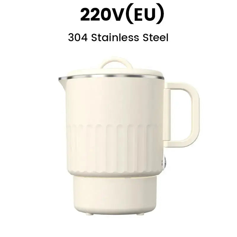 Bouilloire électrique pliable de voyage 800 ml, intérieur en acier inoxydable 304/316, double paroi et base amovible
