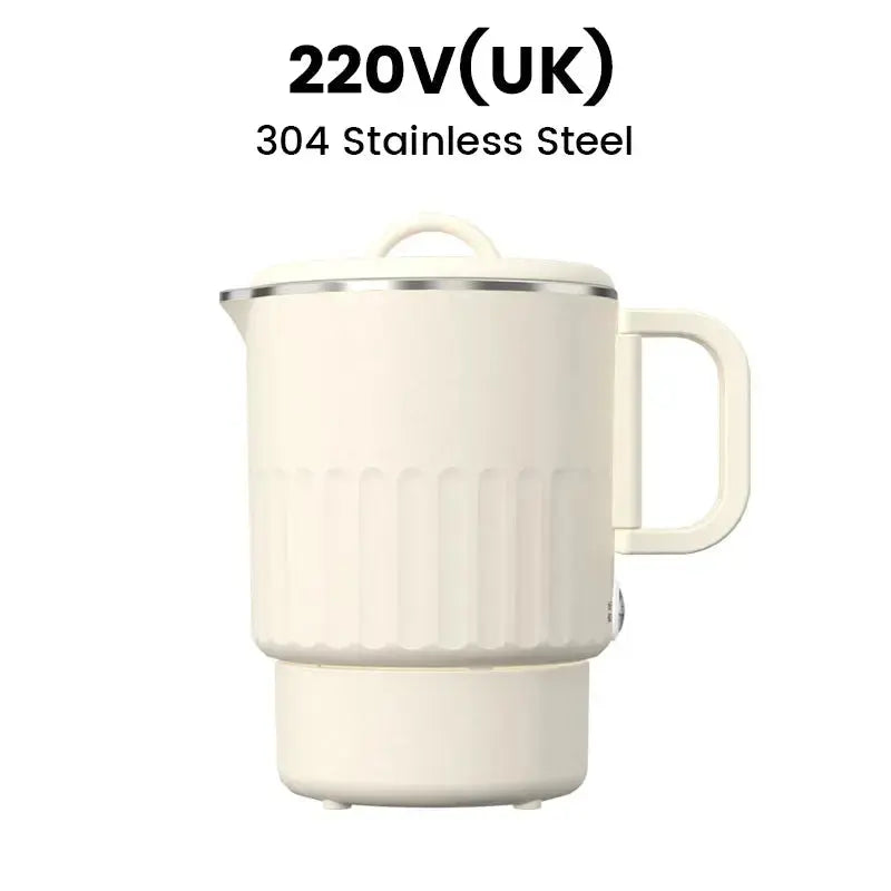 Bouilloire électrique pliable de voyage 800 ml, intérieur en acier inoxydable 304/316, double paroi et base amovible