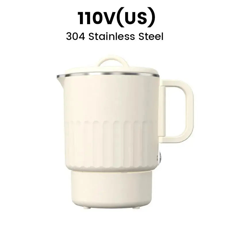 Bouilloire électrique pliable de voyage 800 ml, intérieur en acier inoxydable 304/316, double paroi et base amovible
