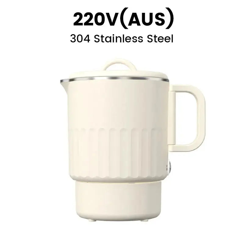 Bouilloire électrique pliable de voyage 800 ml, intérieur en acier inoxydable 304/316, double paroi et base amovible