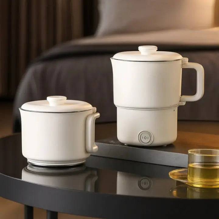 Bouilloire électrique pliable de voyage 800 ml, intérieur en acier inoxydable 304/316, double paroi et base amovible