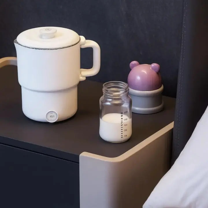 Bouilloire électrique pliable de voyage 800 ml, intérieur en acier inoxydable 304/316, double paroi et base amovible