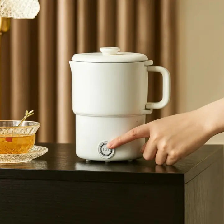Bouilloire électrique pliable de voyage 800 ml, intérieur en acier inoxydable 304/316, double paroi et base amovible