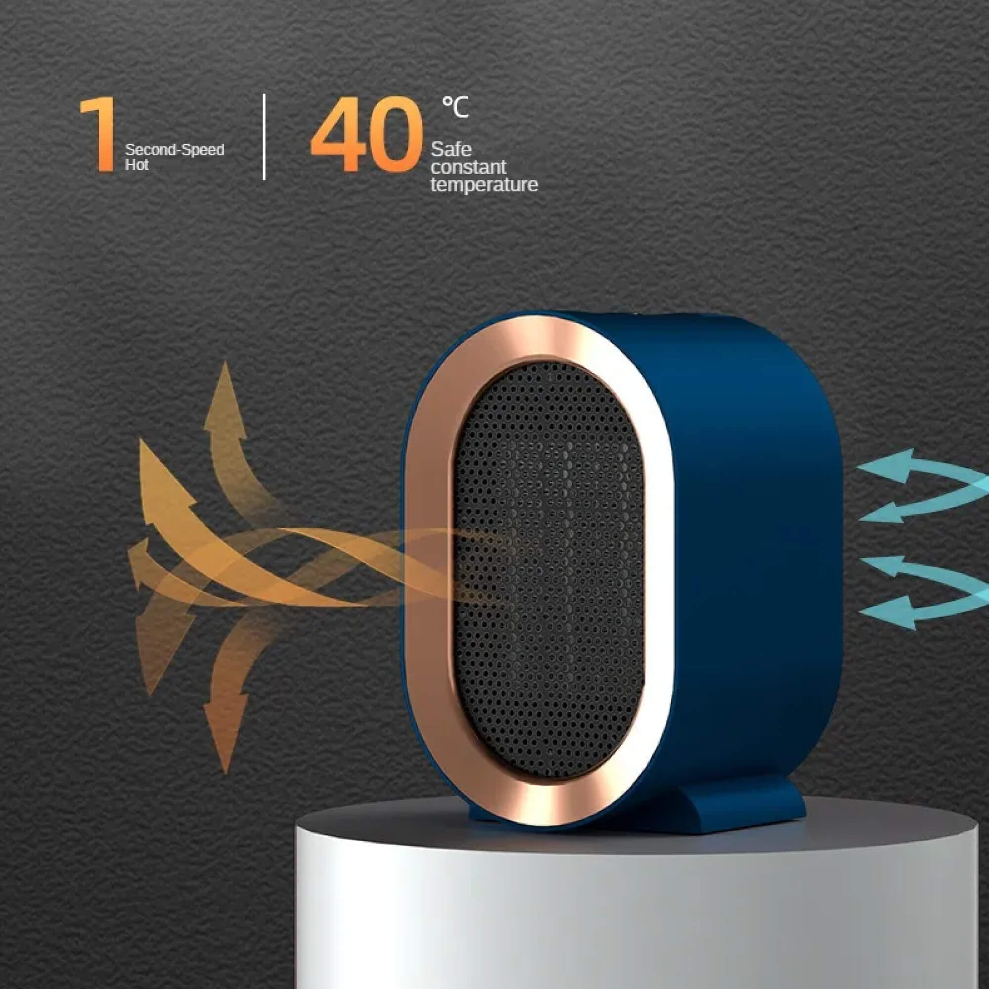 Chauffage électrique portable céramique, silencieux et compact, minuterie et sécurité anti-basculement, idéal pour pièces jusqu'à 20 m²