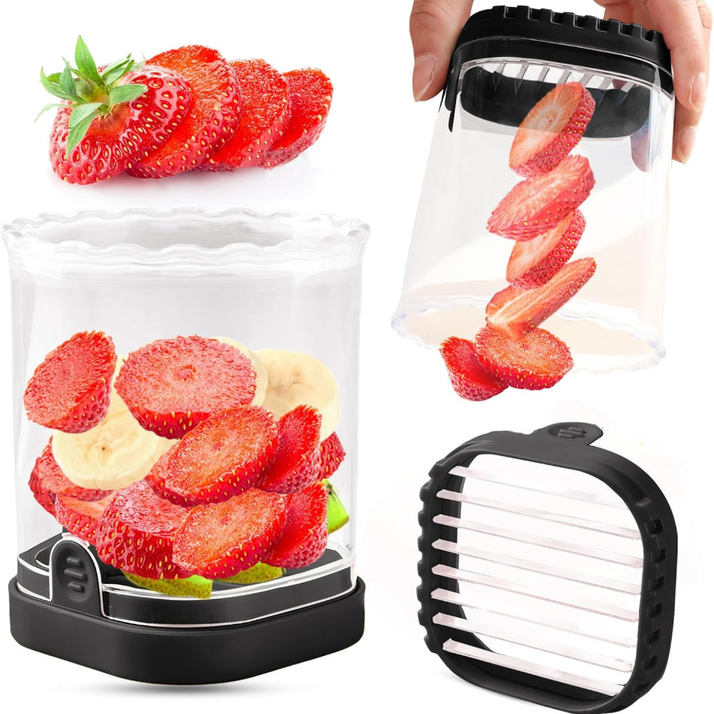 Trancheur à fruits avec bol collecteur et lames interchangeables pour une coupe rapide