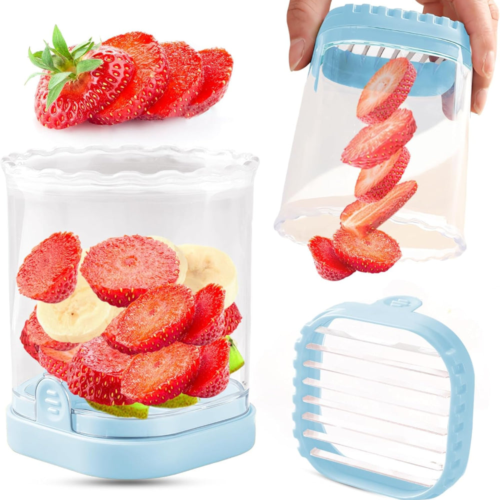 Trancheur à fruits avec bol collecteur et lames interchangeables pour une coupe rapide