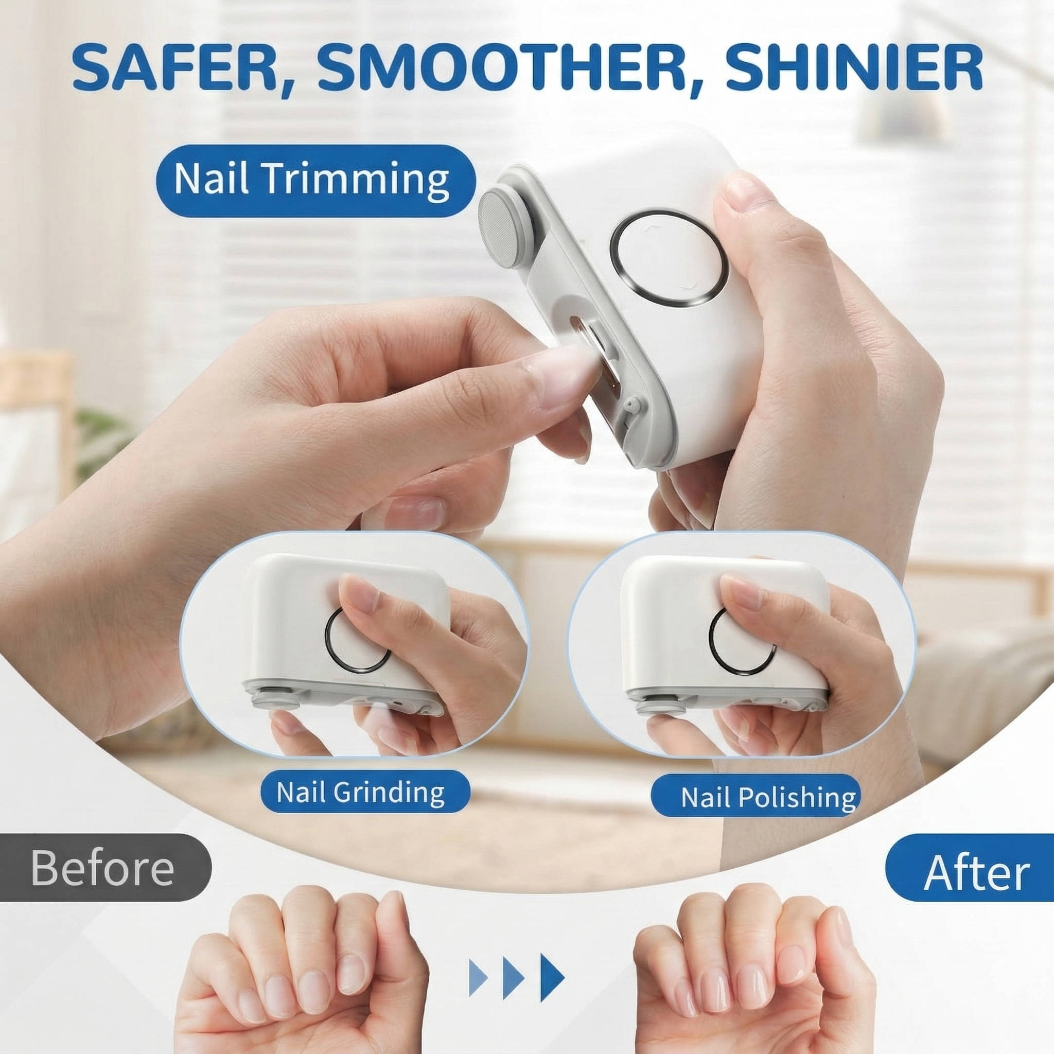Coupe-ongles électrique rechargeable pour adultes et enfants, avec réservoir intégré, léger