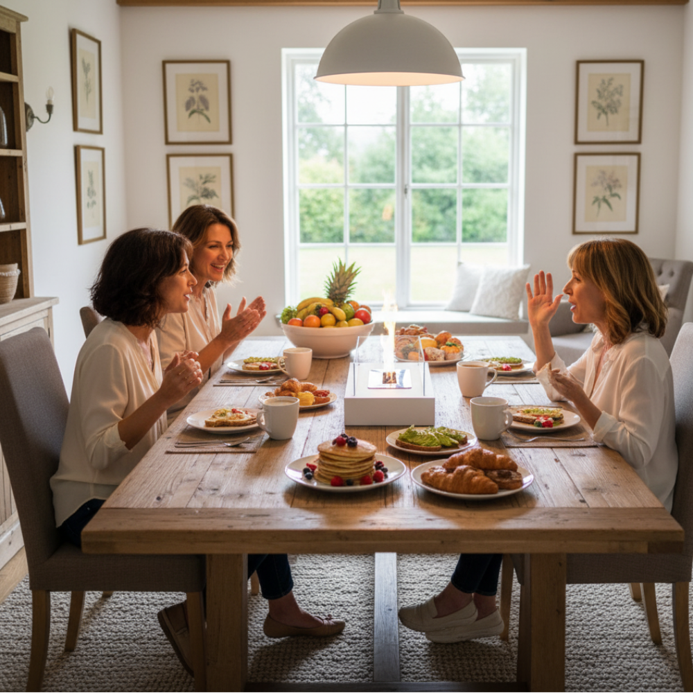 Cheminée de table rectangulaire premium au bioéthanol - verre borosilicate et acier de haute qualité