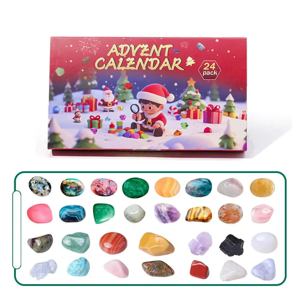 Calendrier de l'Avent de Noël | Ensemble éducatif de 24 pierres précieuses naturelles
