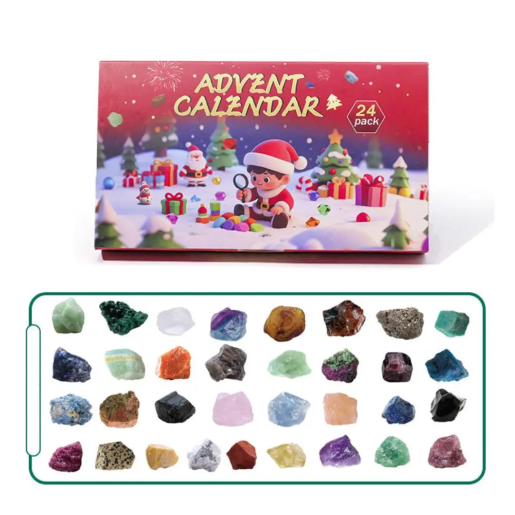 Calendrier de l'Avent de Noël | Ensemble éducatif de 24 pierres précieuses naturelles