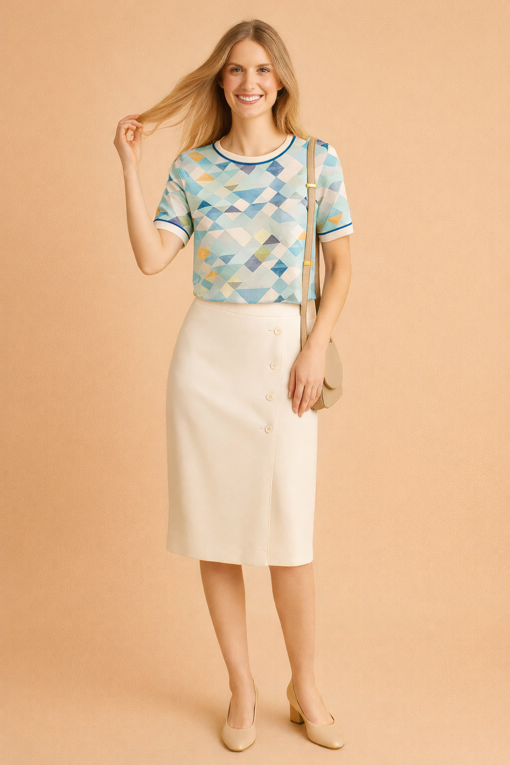 Blouse à imprimé géométrique pour femmes - Élégante pour le quotidien
