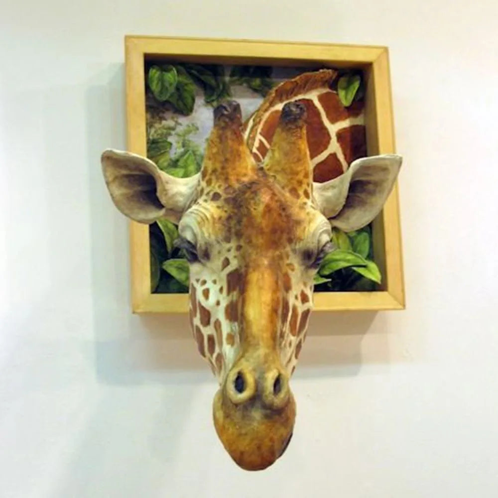 Tête de girafe - Décoration murale - Sculpture 3D - Décoration grandeur nature