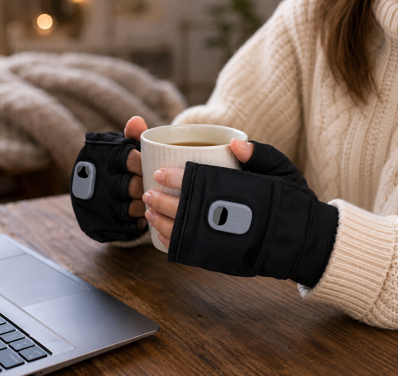 Gants chauffants pour hommes, gants chauffants rechargeables, gants chauffants sans doigts et chauffe-mains rechargeable pour l'hiver