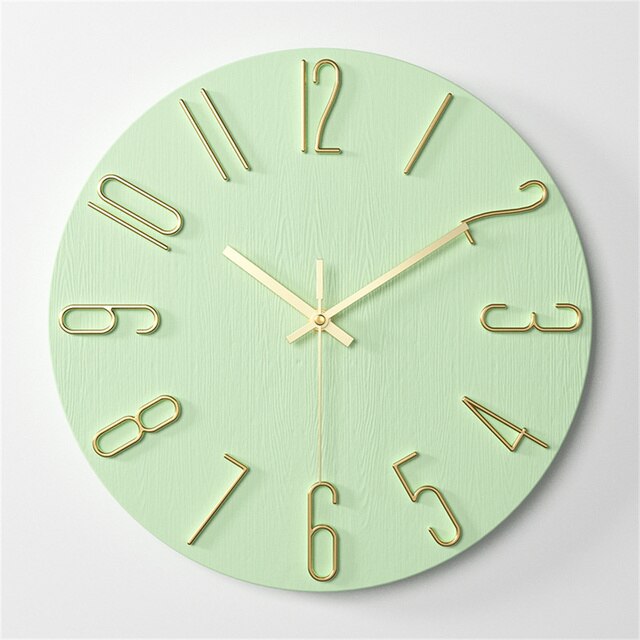 Horloge murale moderne | Numéros dorés à visage bleu
