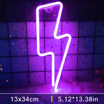 Décoration murale en forme de foudre à LED