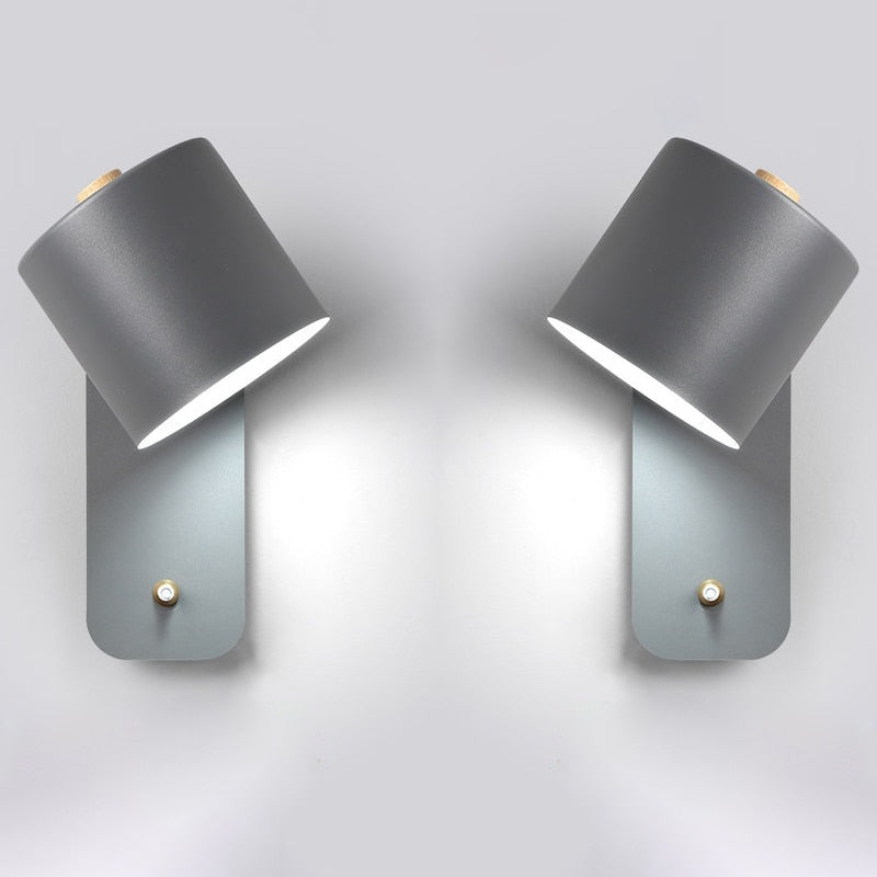 Applique LED Métal Rotatif Interrupteur Blanc Gris Vert Chambre Salon Couloir Moderne | Sansotis