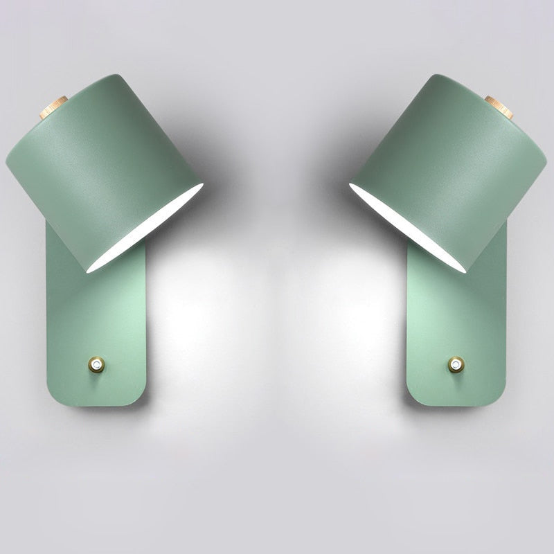 Applique LED Métal Rotatif Interrupteur Blanc Gris Vert Chambre Salon Couloir Moderne | Sansotis