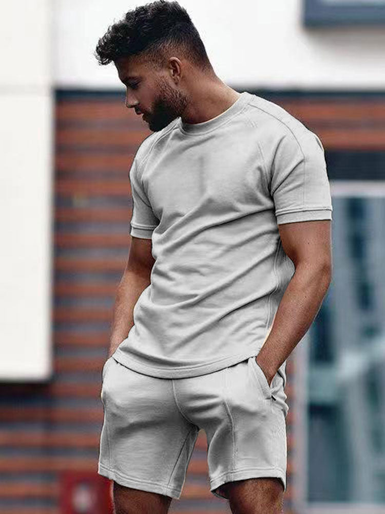 Ensemble d'été pour homme avec T-shirt et shorts, coupe confort
