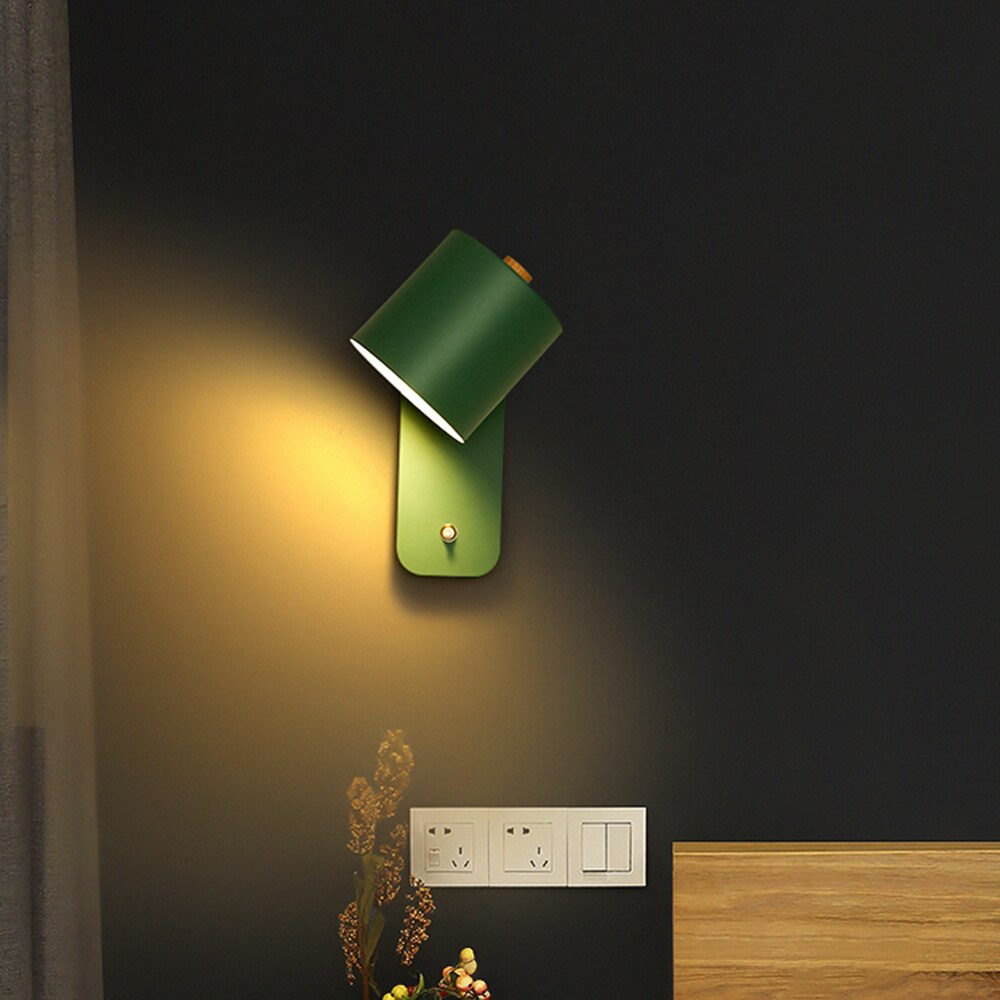 Applique LED Métal Rotatif Interrupteur Blanc Gris Vert Chambre Salon Couloir Moderne | Sansotis