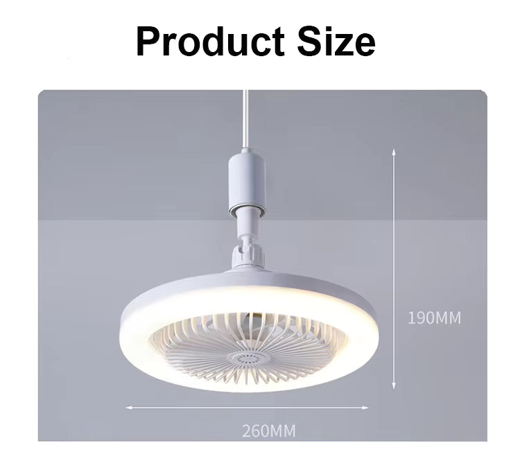 Ventilateur de Plafond LED E27 – Éclairage &amp; Ventilation 2-en-1 avec Télécommande