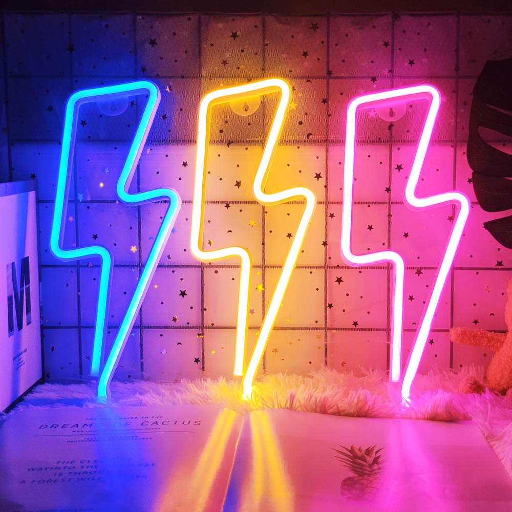 Décoration murale en forme de foudre à LED