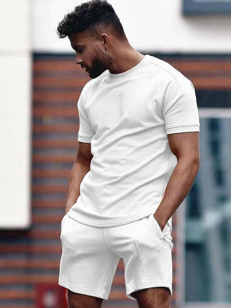 Ensemble d'été pour homme avec T-shirt et shorts, coupe confort