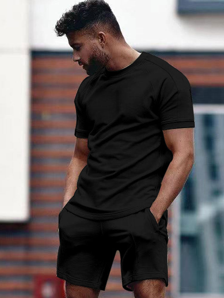 Ensemble d'été pour homme avec T-shirt et shorts, coupe confort