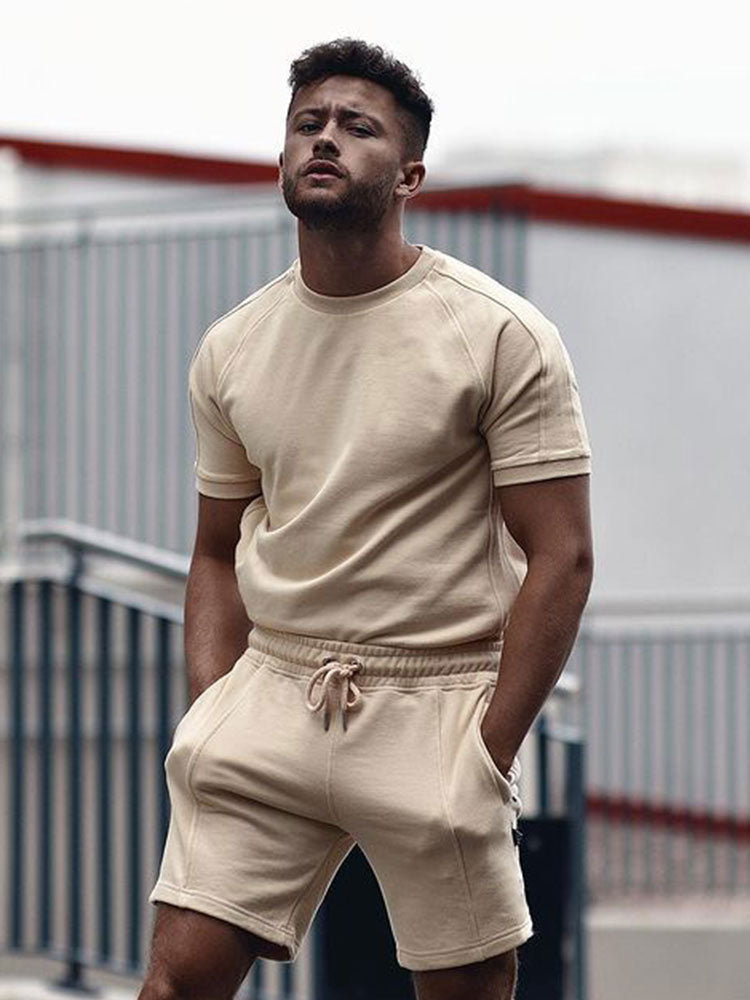 Ensemble d'été pour homme avec T-shirt et shorts, coupe confort