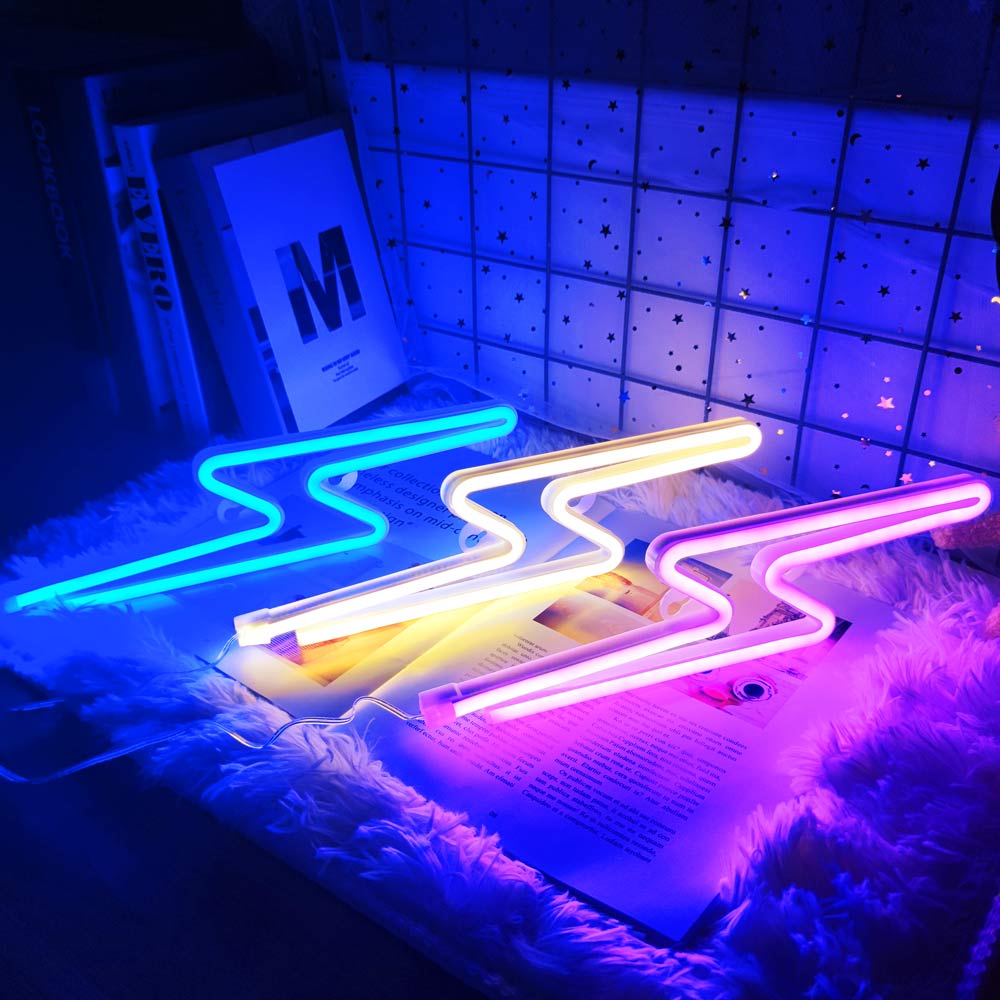 Décoration murale en forme de foudre à LED