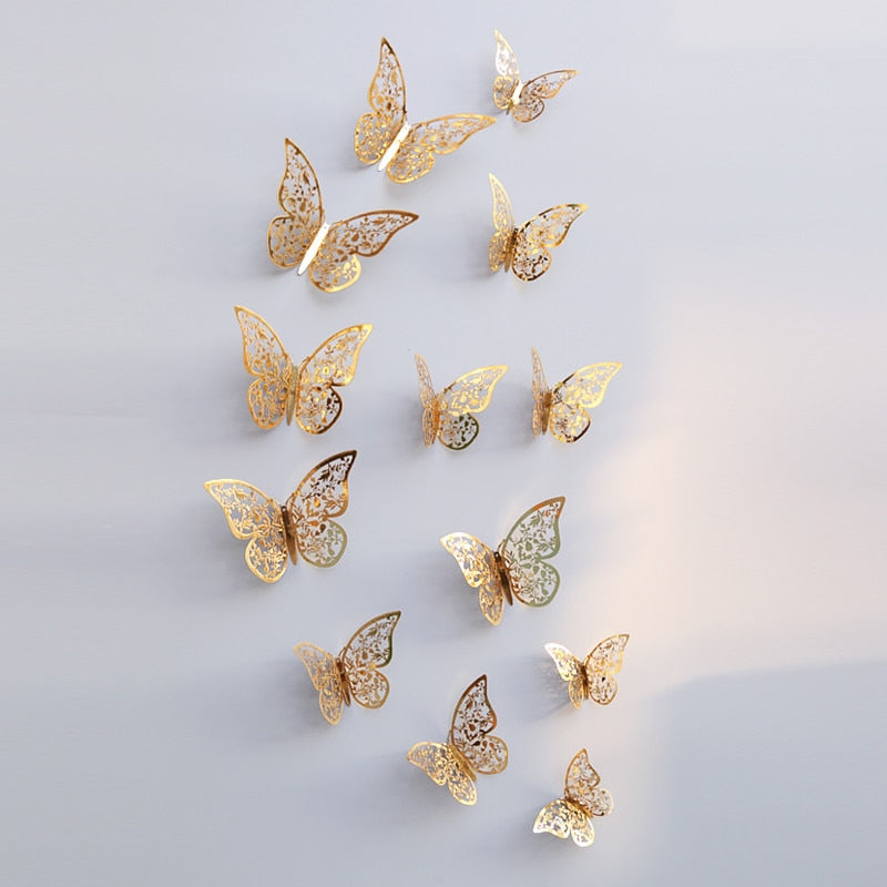 Décor mural papillon 3D | Finition métallisée or rose