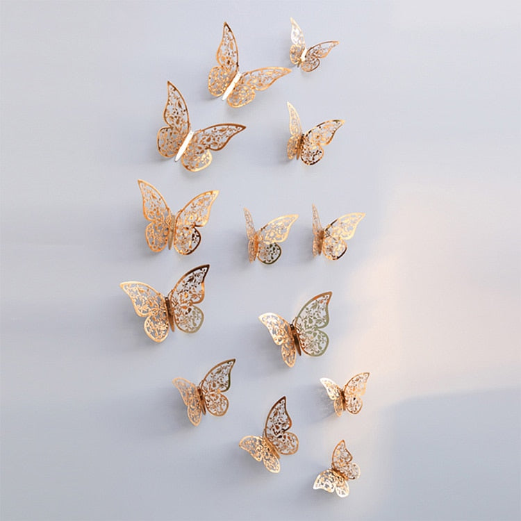 Décor mural papillon 3D | Finition métallisée or rose