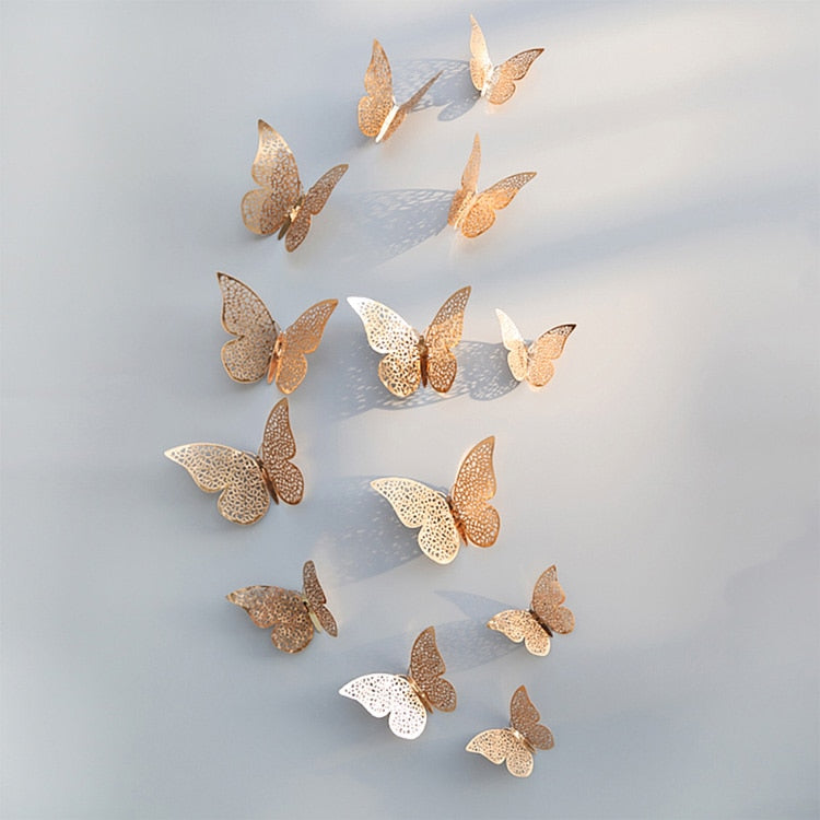 Décor mural papillon 3D | Finition métallisée or rose