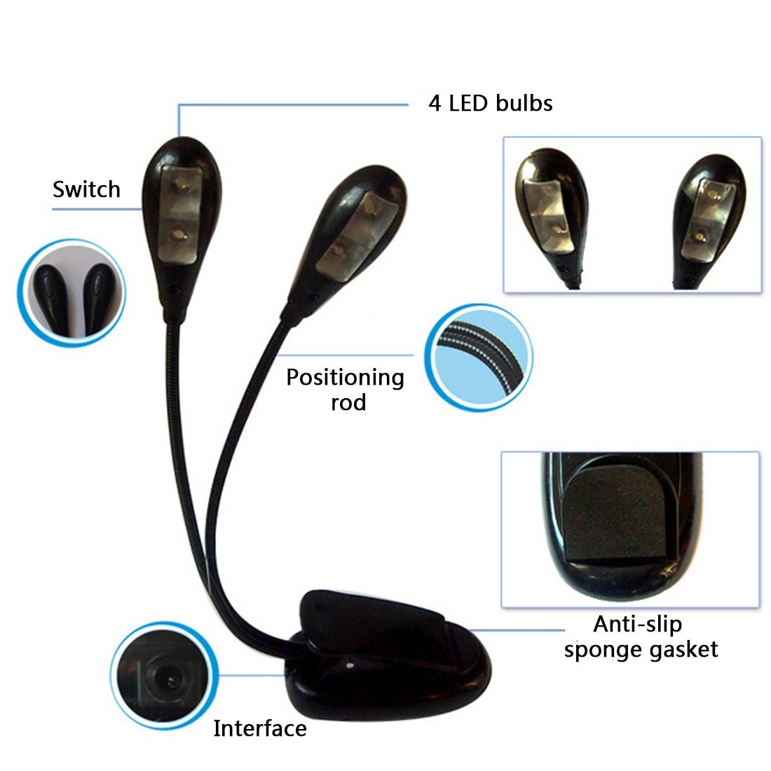 Lampe pour pupitre à musique - Lampe à clipser pour pupitre de musique
