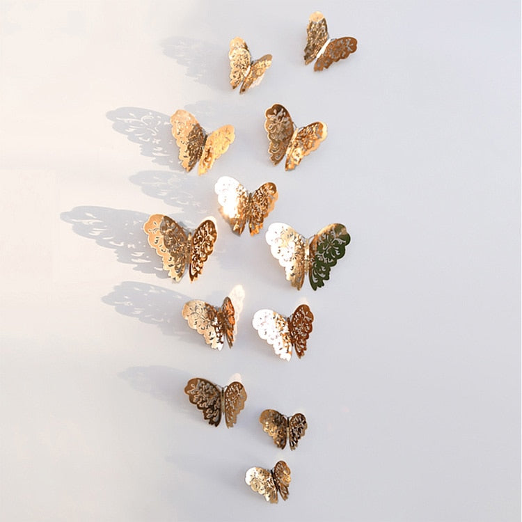 Décor mural papillon 3D | Finition métallisée or rose