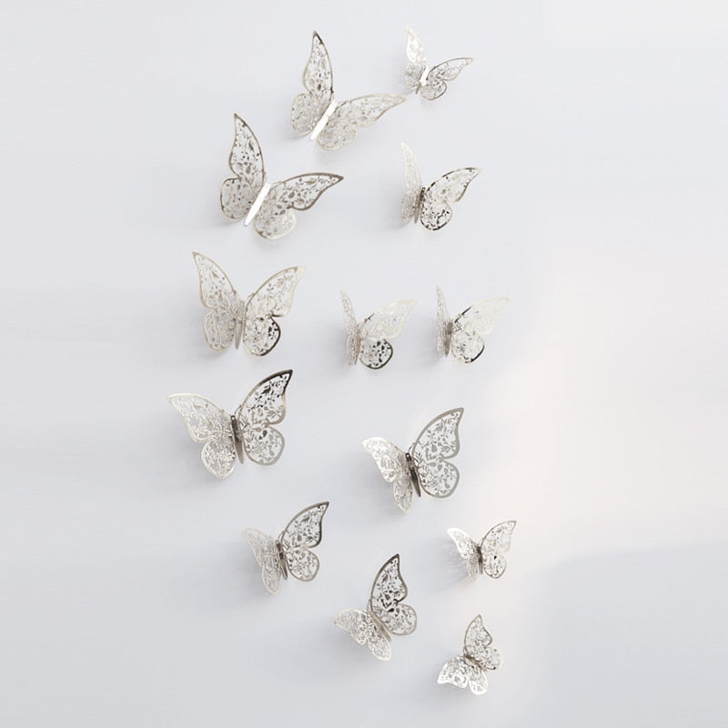 Décor mural papillon 3D | Finition métallisée or rose
