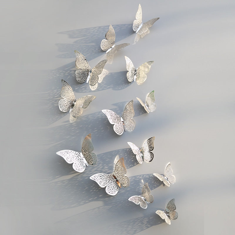 Décor mural papillon 3D | Finition métallisée or rose